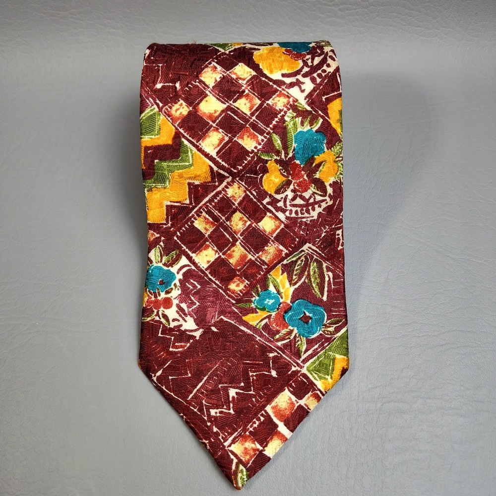 Vintage Ermenegildo Zegna Tie Multi Color Floral 100% Silk 58" Made In Italy